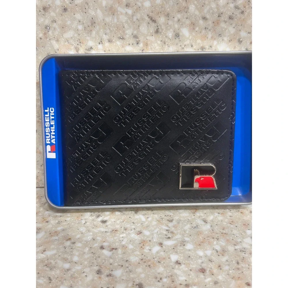 Russell Athletic Men's Black Embossed Logo Bifold‎ Wallet